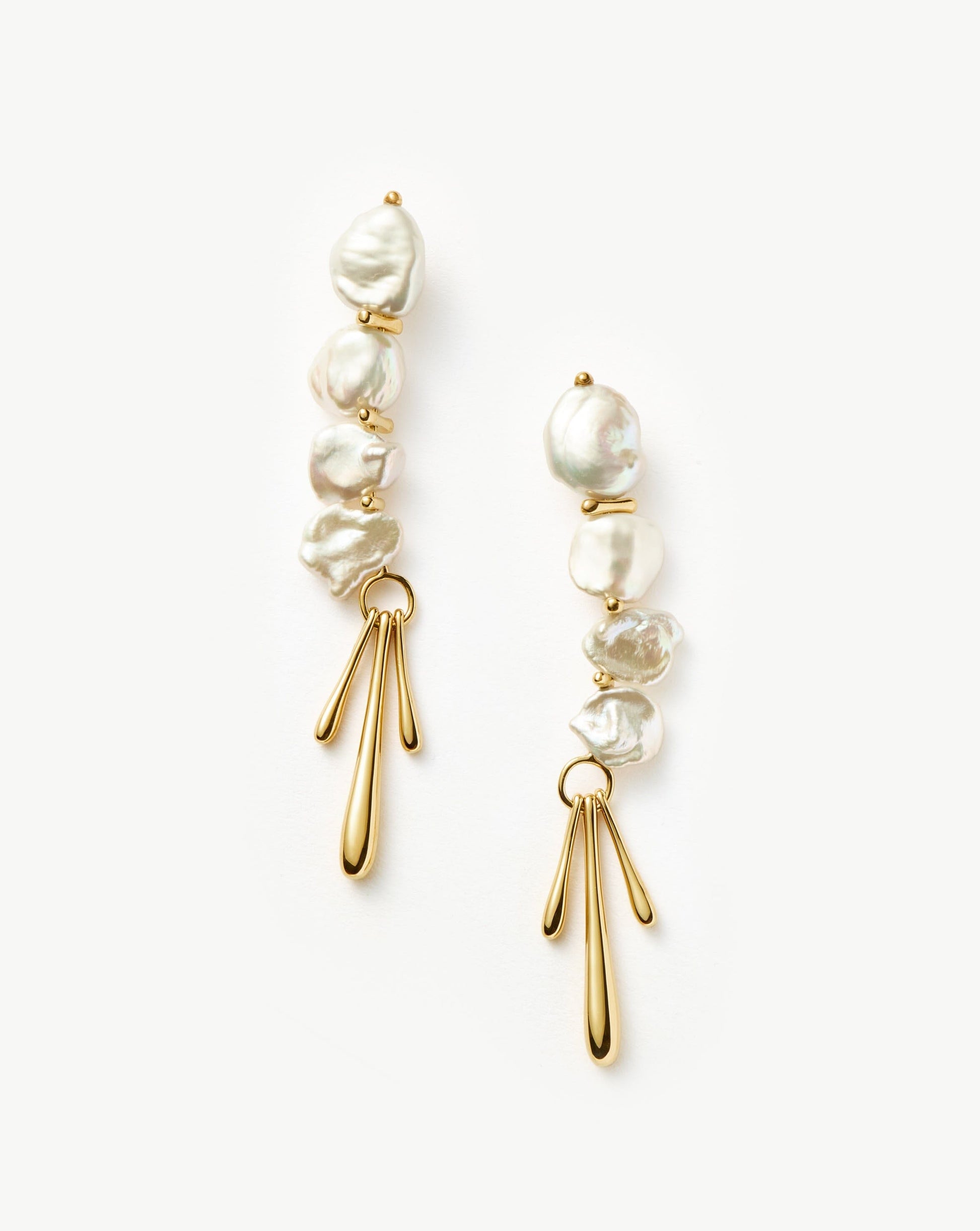 Keshi Pearl Sculptural Drop Earrings | 18k Gold Plated/Pearl Earrings Missoma 