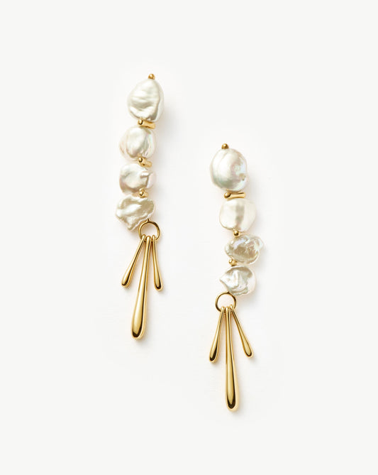 Keshi Pearl Sculptural Drop Earrings | 18k Gold Plated/Pearl Earrings Missoma 