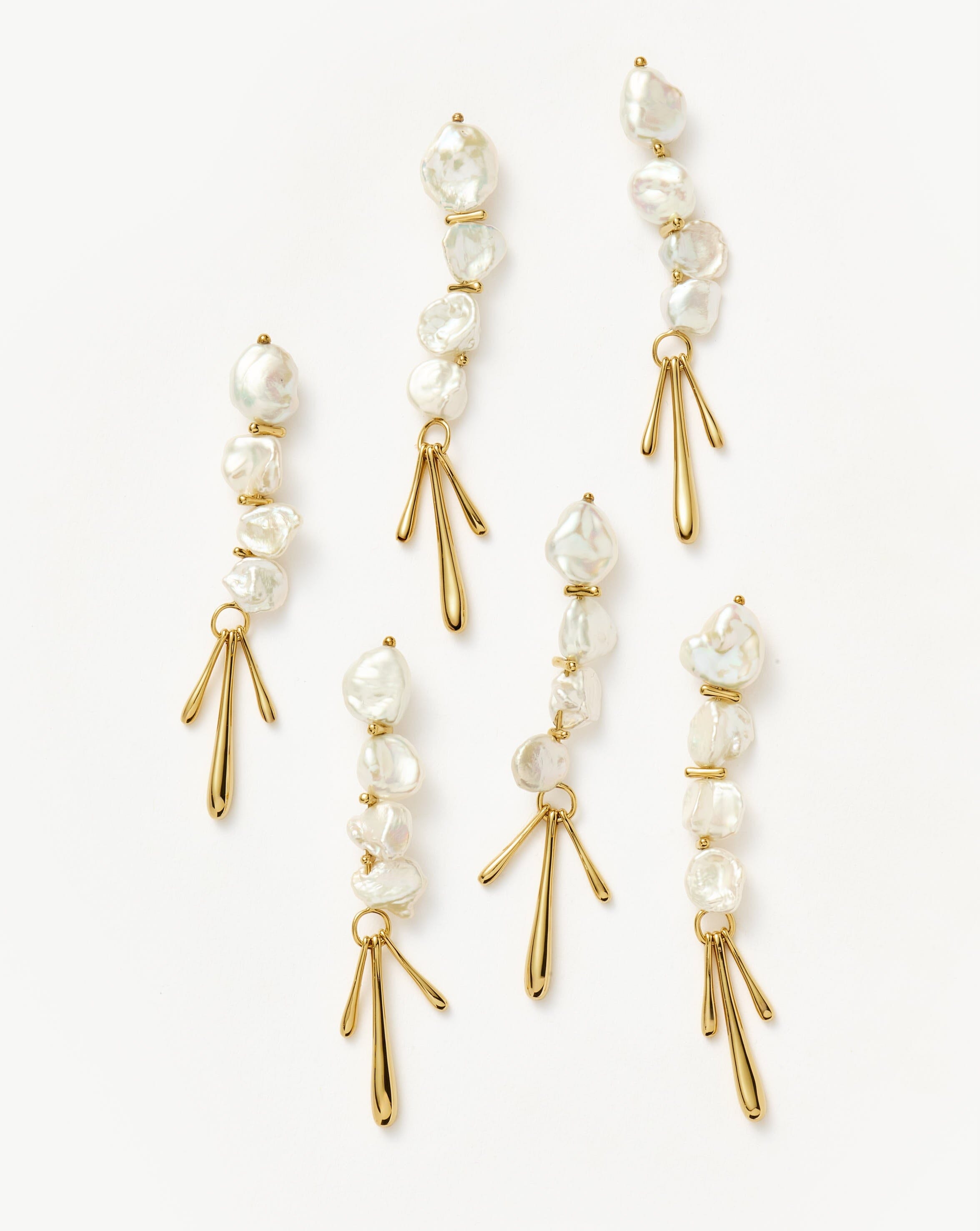 Keshi Pearl Sculptural Drop Earrings | 18k Gold Plated/Pearl Earrings Missoma 