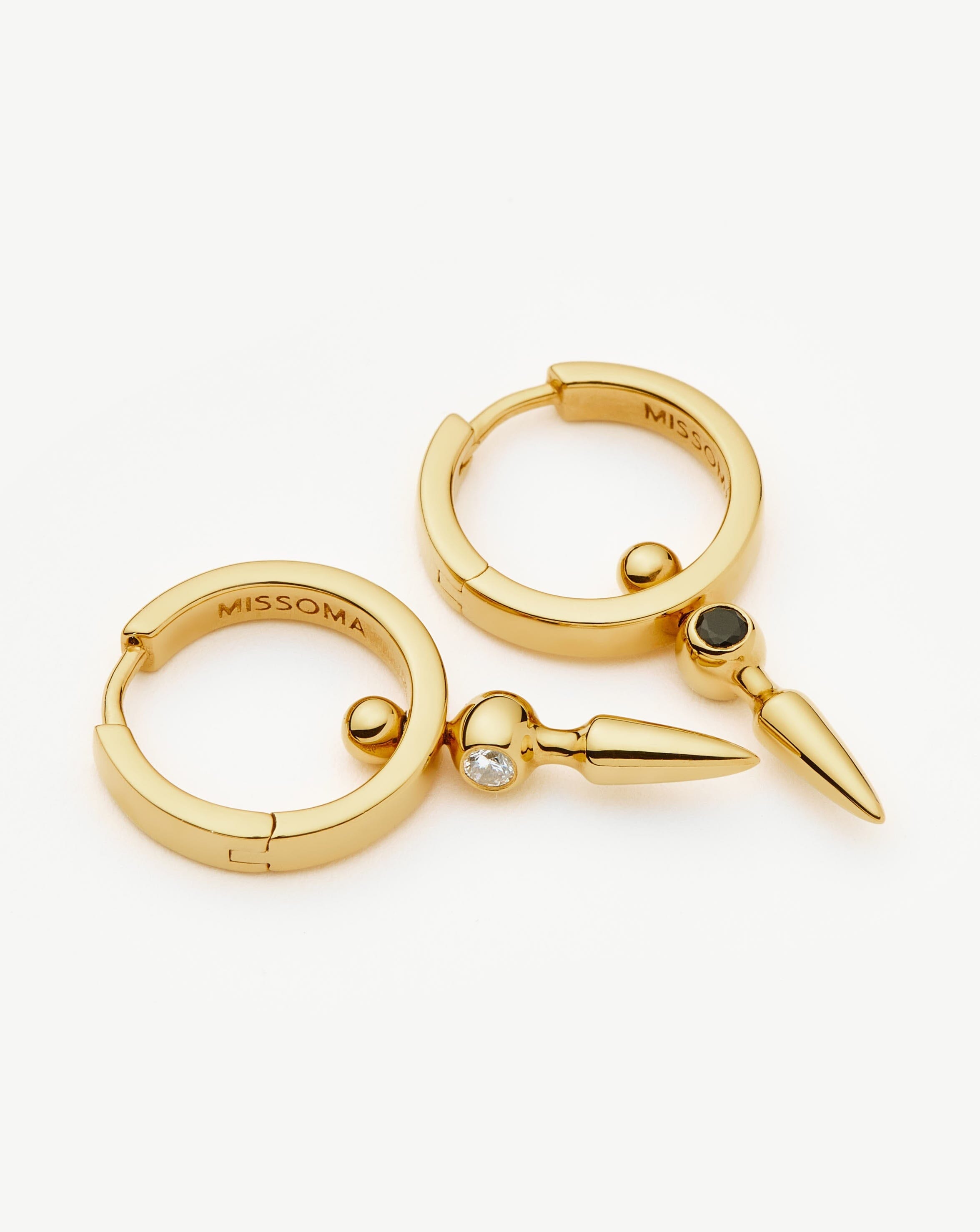 Kinetic Duality Spike Charm Hoop Earrings | 18k Gold Vermeil Cubic Zirconia Earrings Missoma 