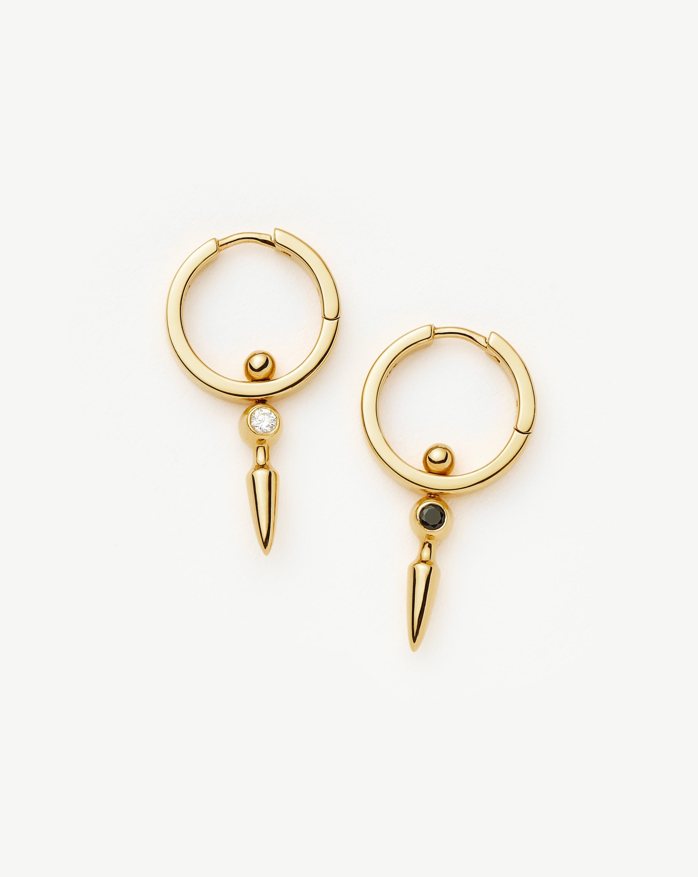 Kinetic Duality Spike Charm Hoop Earrings | 18k Gold Vermeil Cubic Zirconia Earrings Missoma 