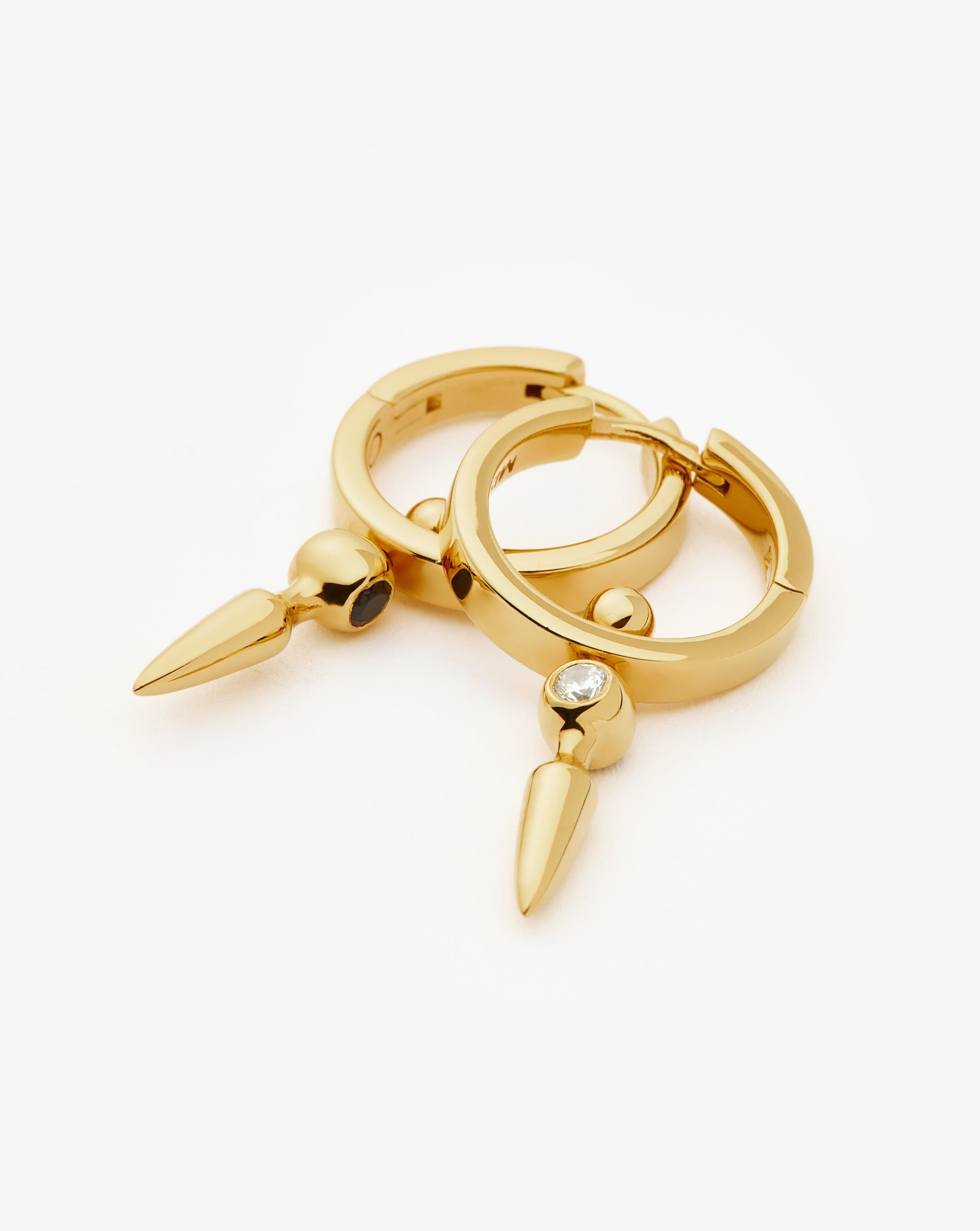 Kinetic Duality Spike Charm Hoop Earrings | 18k Gold Vermeil Cubic Zirconia Earrings Missoma 