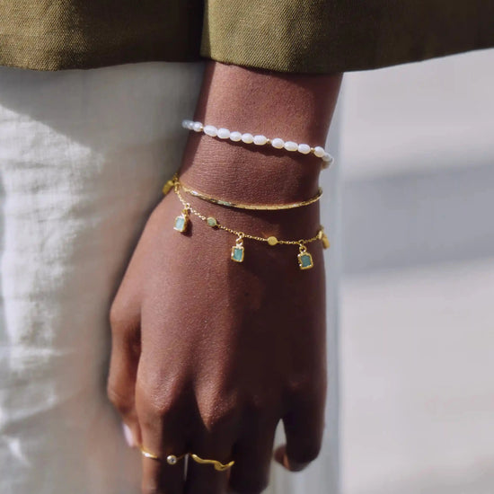 Lena Charm Bracelet | 18ct Gold Plated/Amazonite Bracelets Missoma 