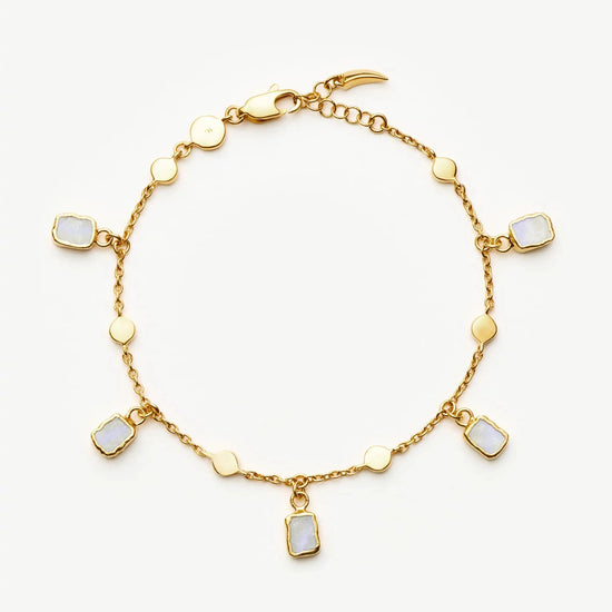 Lena Charm Bracelet | 18ct Gold Plated/Rainbow Moonstone Bracelets Missoma 