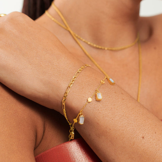Lena Charm Bracelet | 18ct Gold Plated/Rainbow Moonstone Bracelets Missoma 