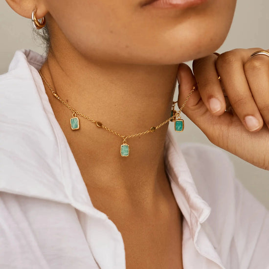 Lena Charm Choker | 18k Gold Plated/Amazonite Necklaces Missoma 