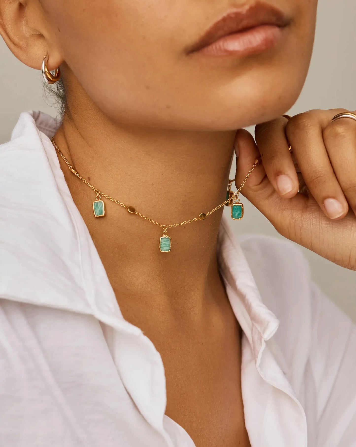 Lena Charm Choker | 18k Gold Plated/Amazonite Necklaces Missoma 