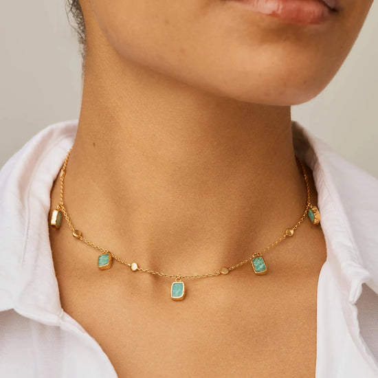 Lena Charm Choker | 18k Gold Plated/Amazonite Necklaces Missoma 