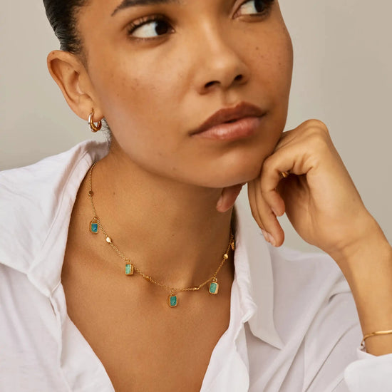 Lena Charm Choker | 18k Gold Plated/Amazonite Necklaces Missoma 