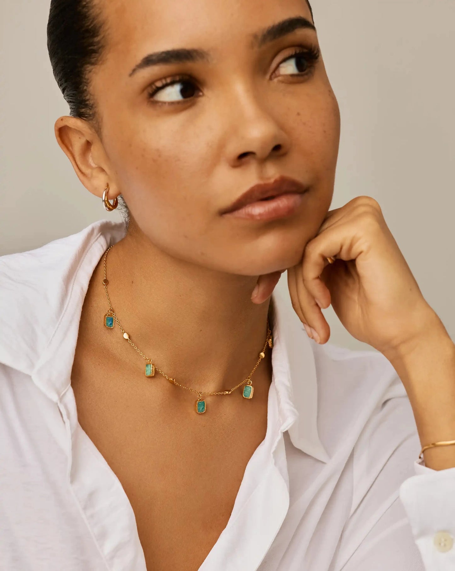 Lena Charm Choker | 18k Gold Plated/Amazonite Necklaces Missoma 