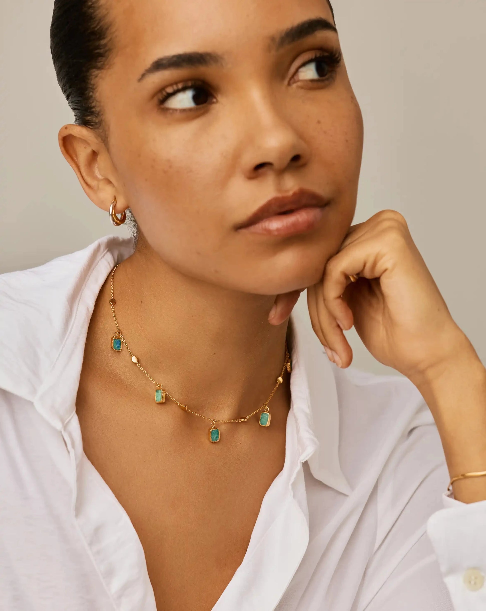Lena Charm Choker | 18k Gold Plated/Amazonite Necklaces Missoma 
