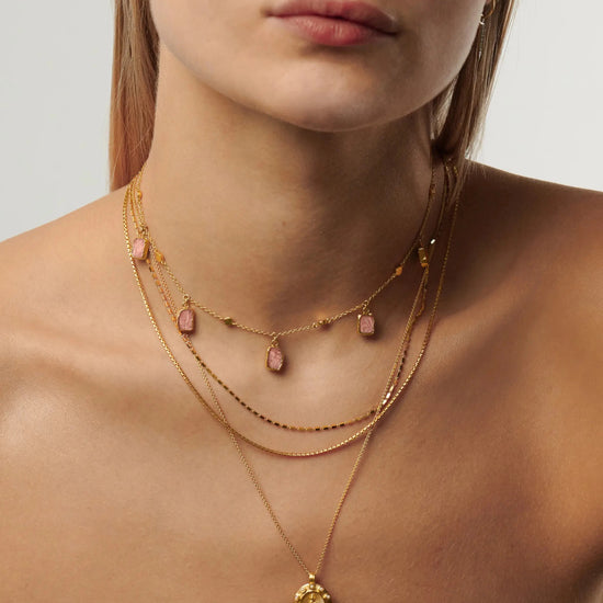 Lena Charm Choker | 18k Gold Plated/Rhodochrosite Necklaces Missoma 