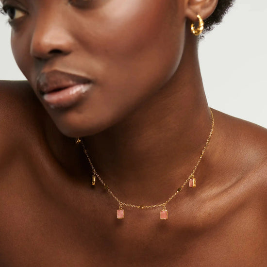Lena Charm Choker | 18k Gold Plated/Rhodochrosite Necklaces Missoma 