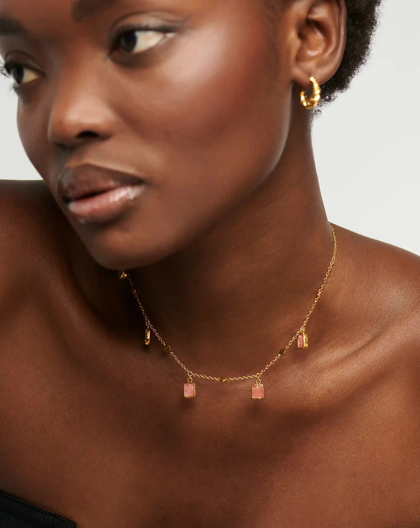 Lena Charm Choker | 18k Gold Plated/Rhodochrosite Necklaces Missoma 