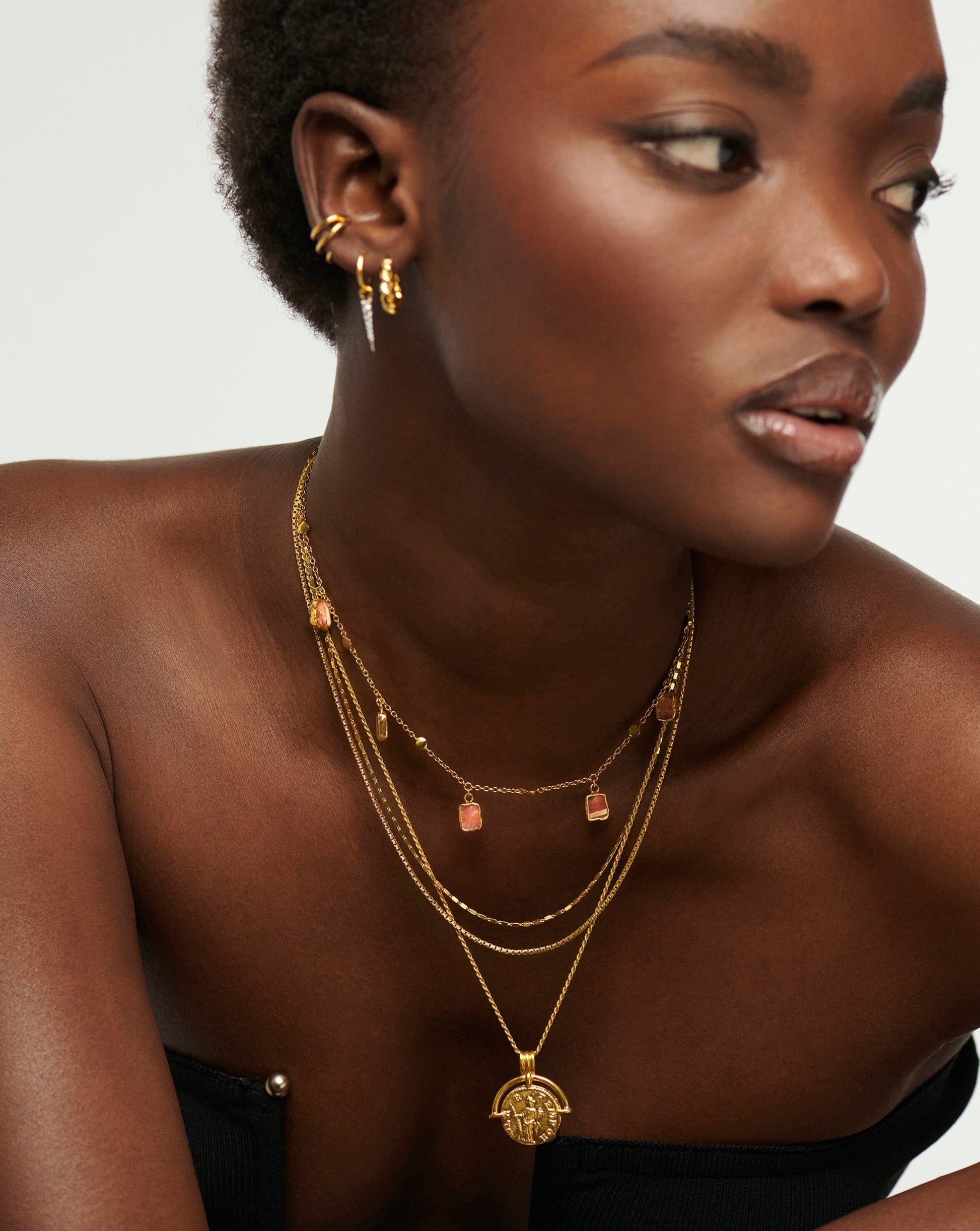 Lena Charm Choker | 18k Gold Plated/Rhodochrosite Necklaces Missoma 