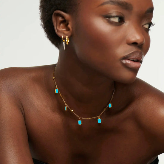Lena Charm Choker | 18k Gold Plated/Turquoise Necklaces Missoma 