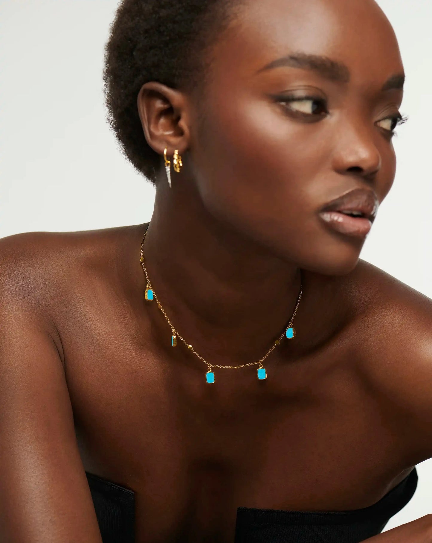 Lena Charm Choker | 18k Gold Plated/Turquoise Necklaces Missoma 