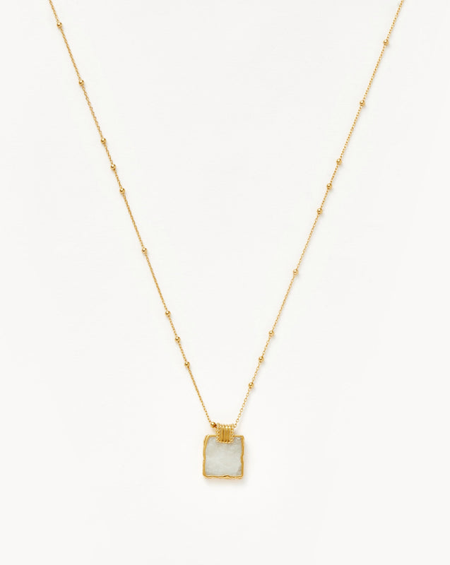 Lena Charm Necklace | 18k Gold Plated/Rainbow Moonstone