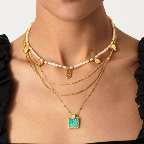 Lena Charm Necklace | 18k Gold Plated/Amazonite Necklaces Missoma 