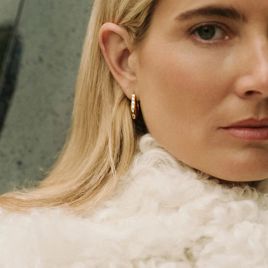 Lucy Williams Arco Pavé Small Hoop Earrings | 18k Gold Plated Earrings Missoma 