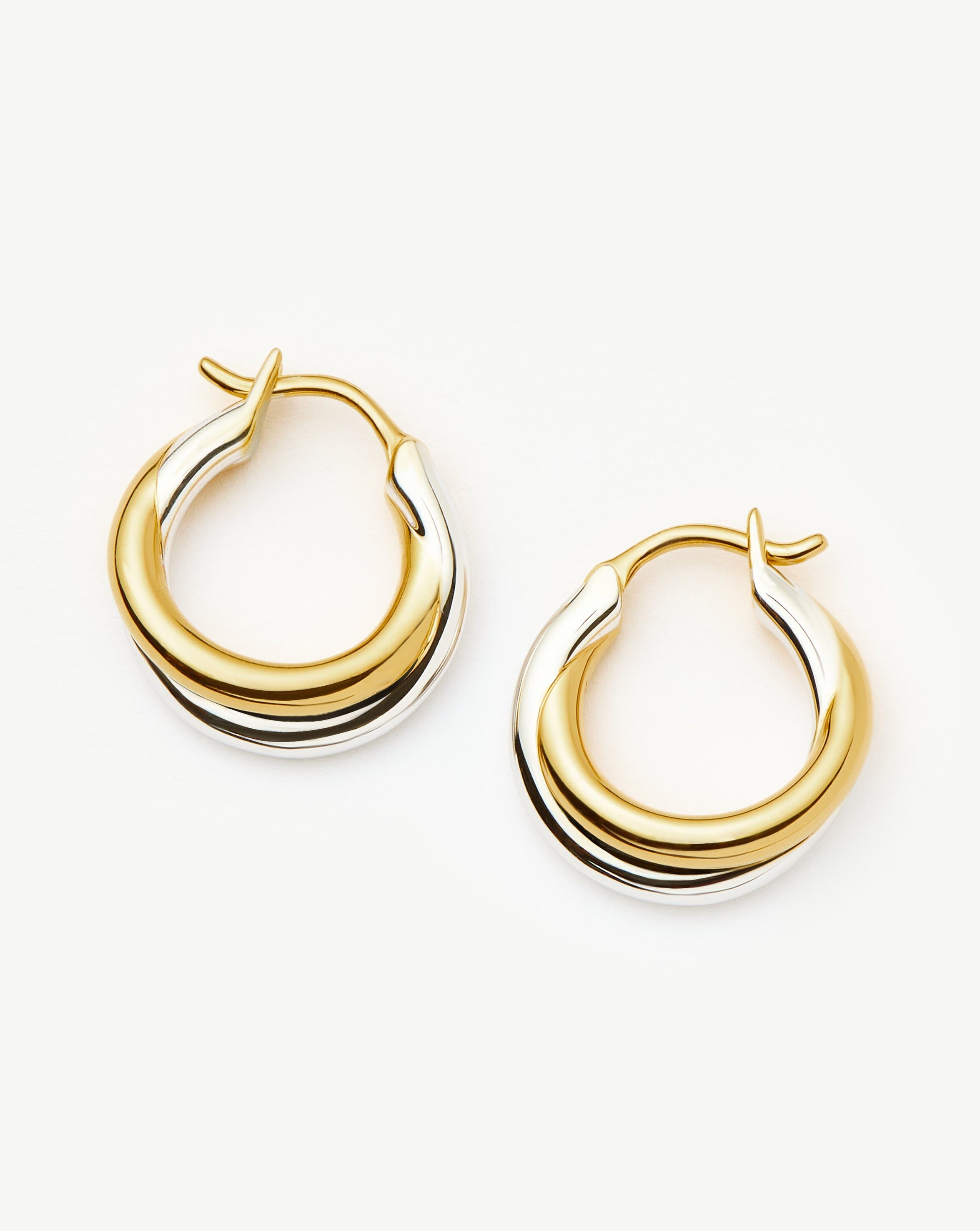 Lucy Williams Chunky Entwine Small Hoop Earrings | Mixed Metal Earrings Missoma 