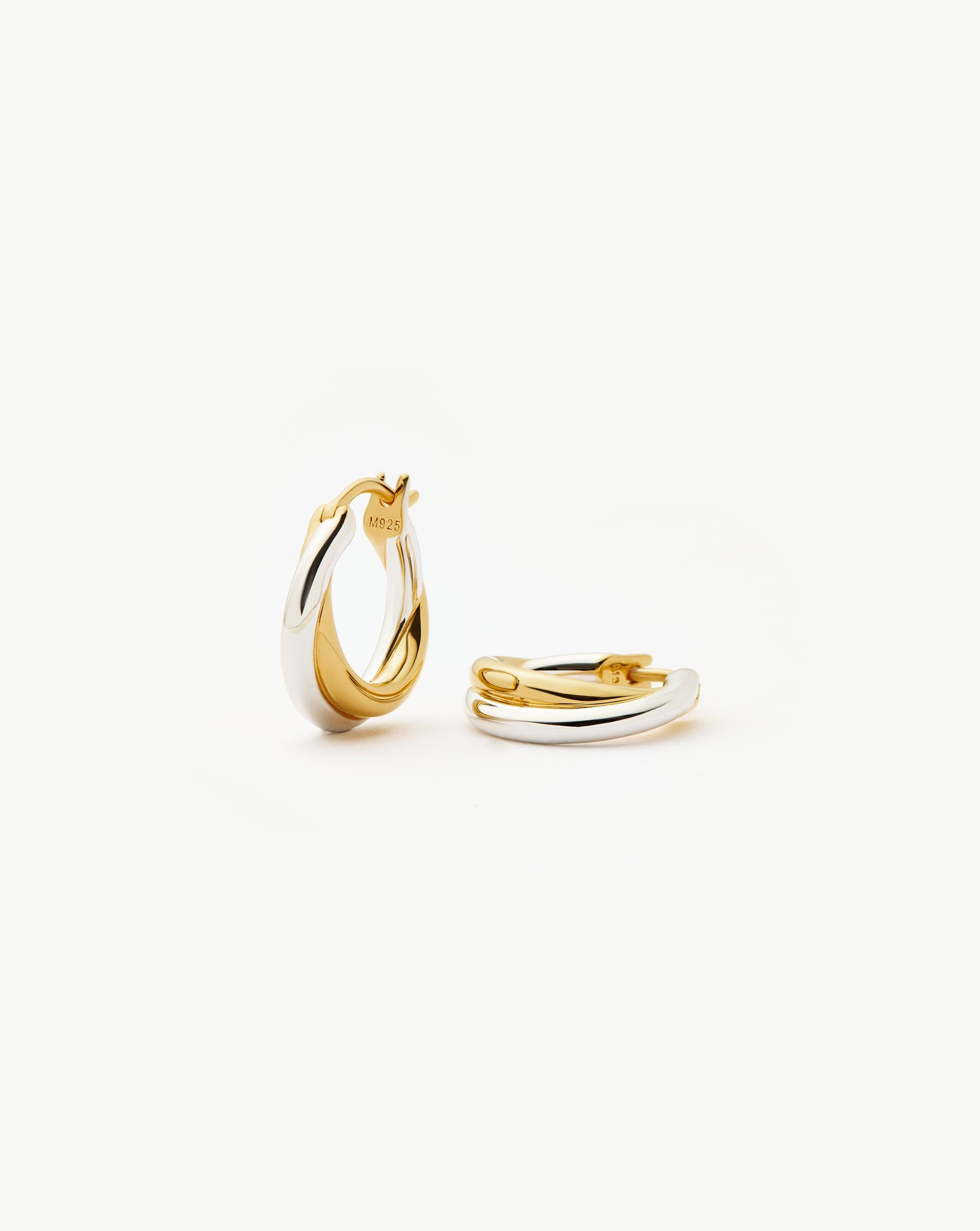 Lucy Williams Chunky Entwine Small Hoop Earrings | Mixed Metal Earrings Missoma 