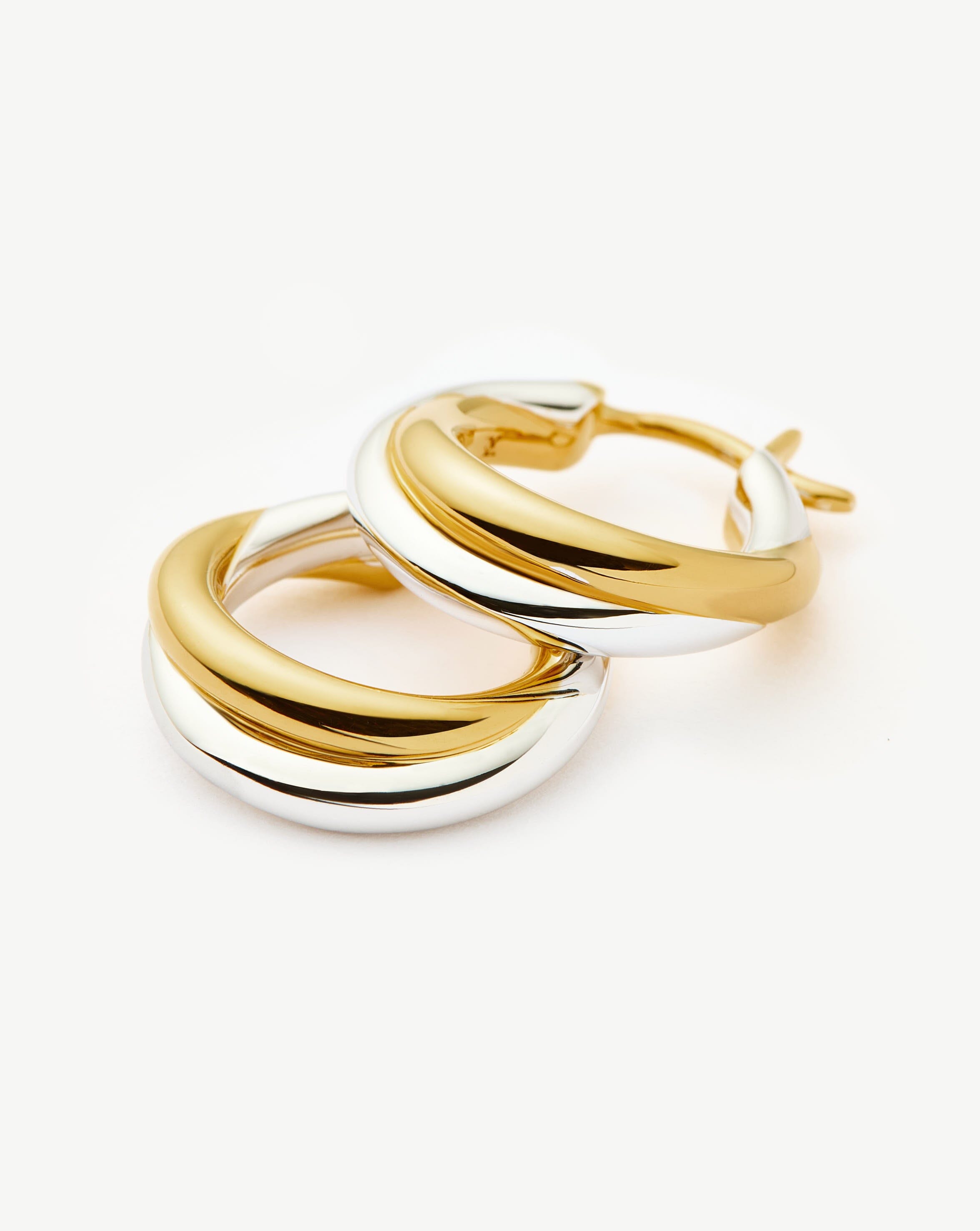 Lucy Williams Chunky Entwine Small Hoop Earrings | Mixed Metal Earrings Missoma 