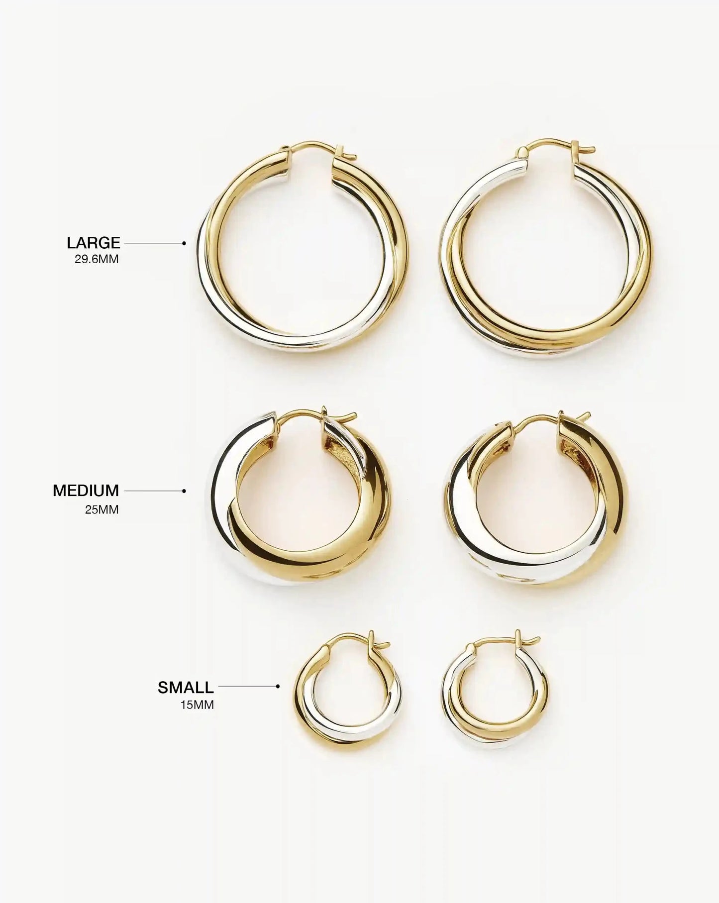 Lucy Williams Chunky Entwine Small Hoop Earrings | Mixed Metal Earrings Missoma 