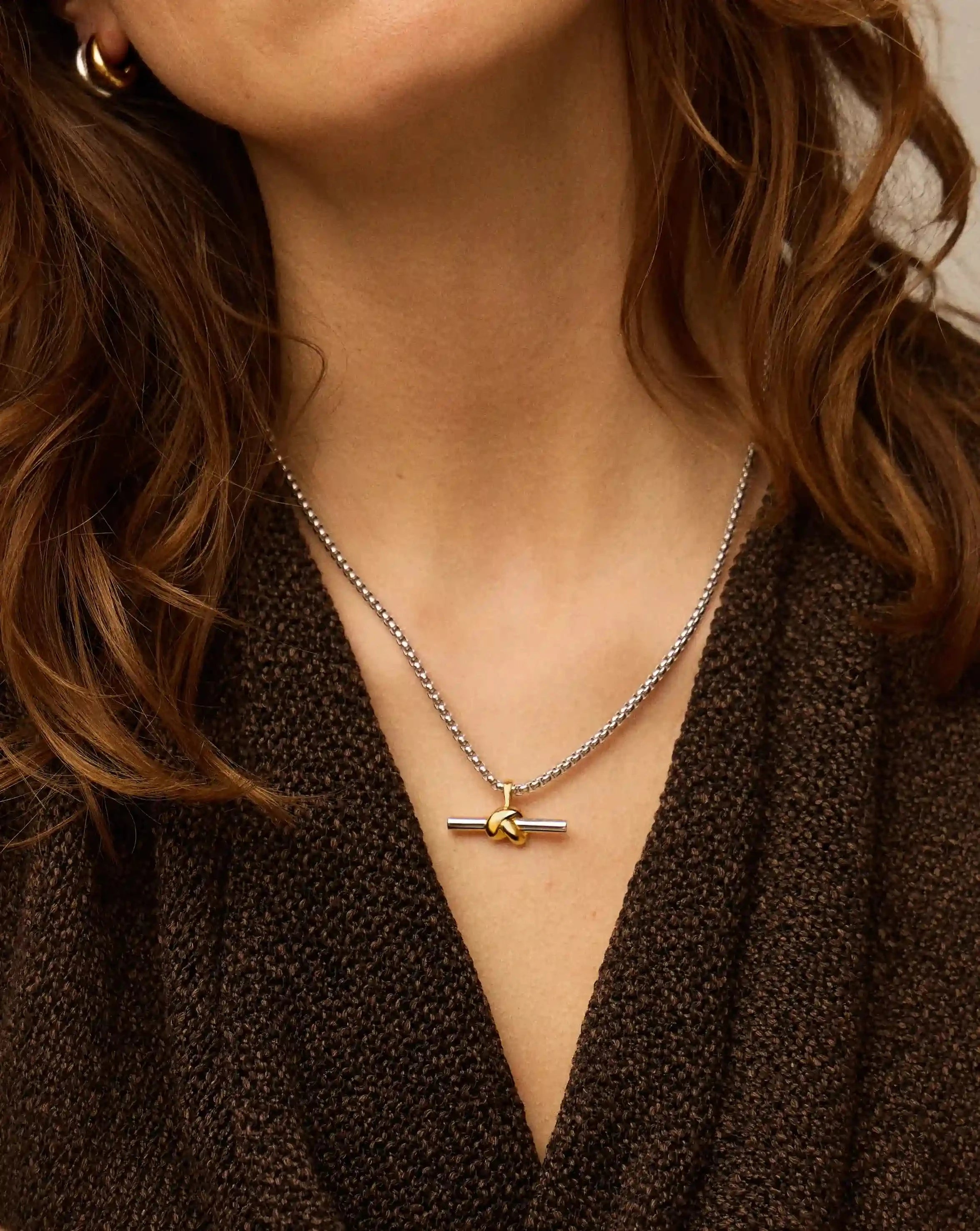 Lucy Williams Chunky Knot T-Bar Necklace | Mixed Metal Necklaces Missoma 