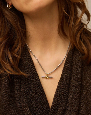 Lucy Williams Chunky Knot T-Bar Necklace | Mixed Metal Necklaces Missoma 