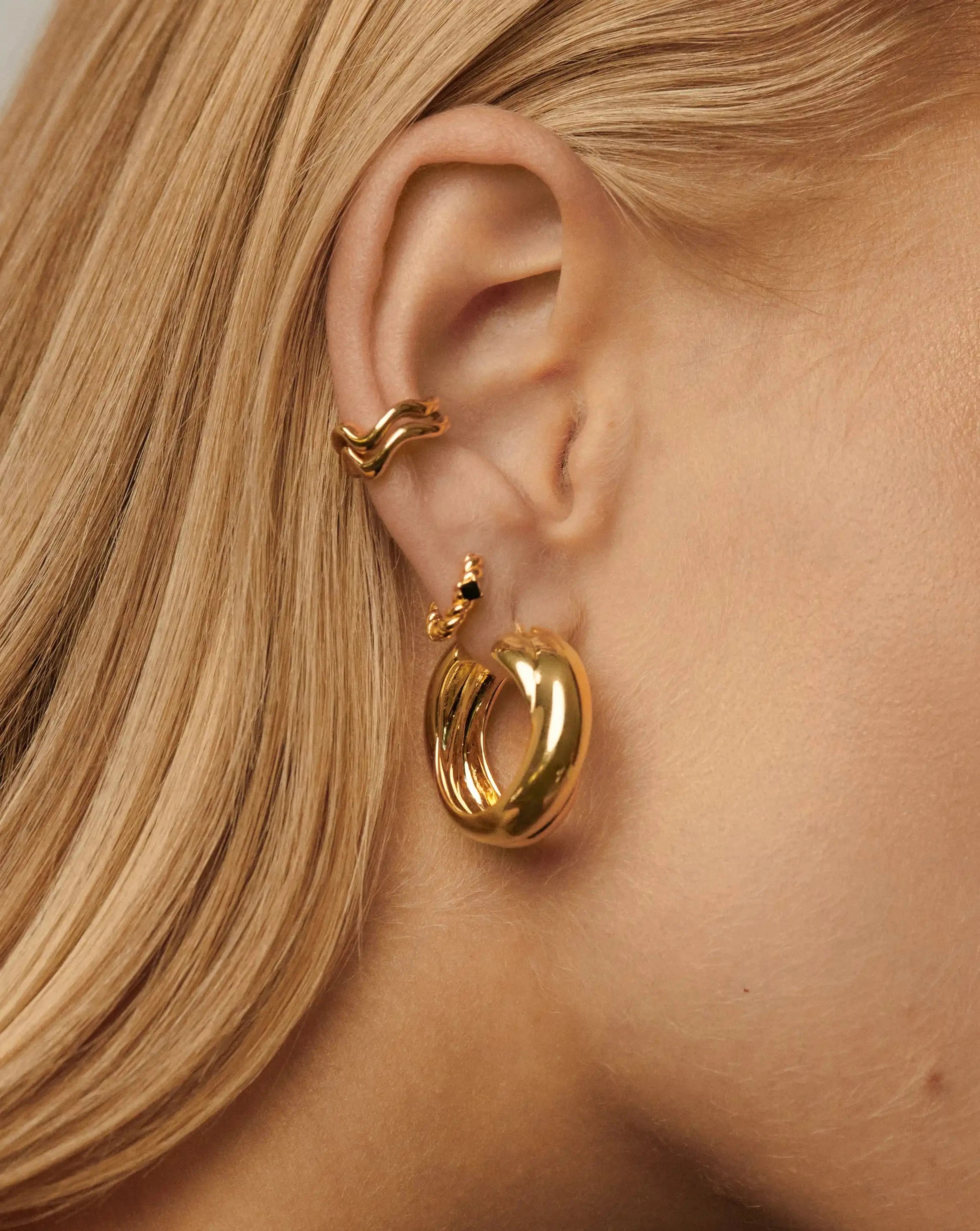 Lucy Williams Chunky Medium Entwine Hoop Earrings | 18k Gold Plated Earrings Missoma 