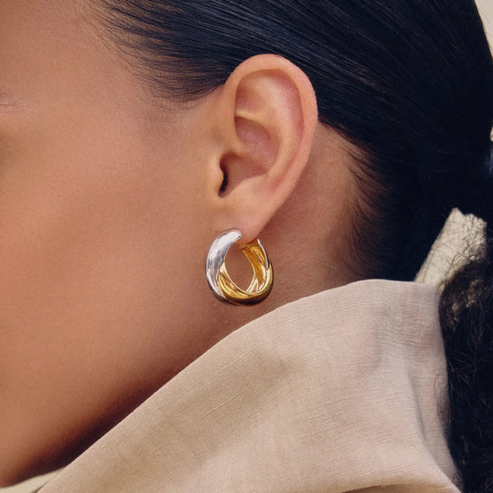 Lucy Williams Chunky Medium Entwine Hoop Earrings | Mixed Metal Earrings Missoma 