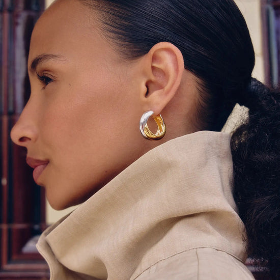 Lucy Williams Chunky Medium Entwine Hoop Earrings | Mixed Metal Earrings Missoma 