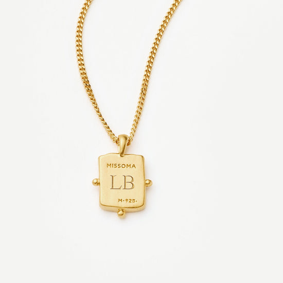 Lucy Williams Engravable Beaded Square Coin Pendant Necklace | 18k Gold Vermeil Necklaces Missoma 