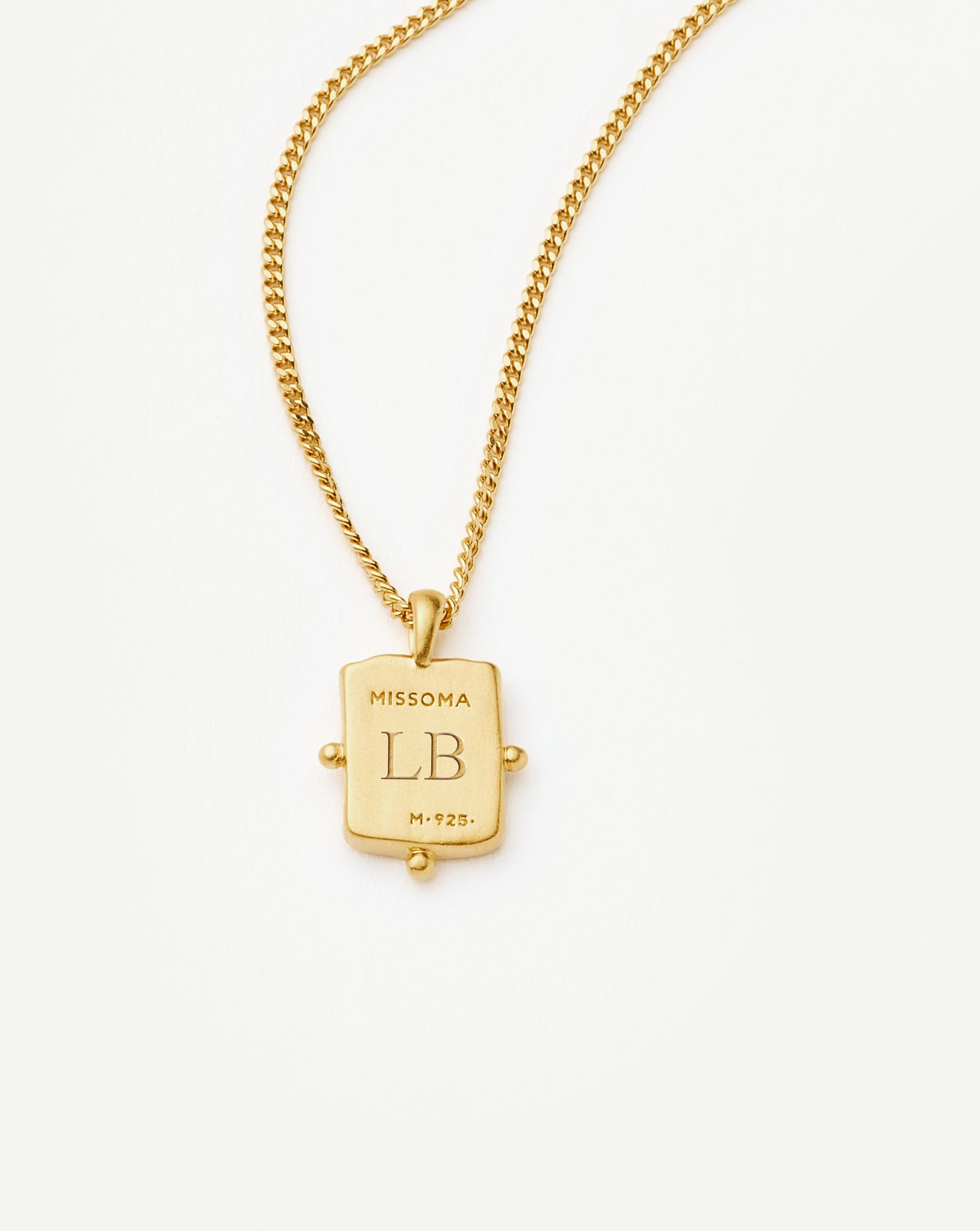 Lucy Williams Engravable Beaded Square Coin Pendant Necklace | 18k Gold Vermeil Necklaces Missoma 