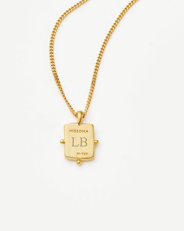Lucy Williams Engravable Beaded Square Coin Pendant Necklace | 18k Gold Vermeil Necklaces Missoma 