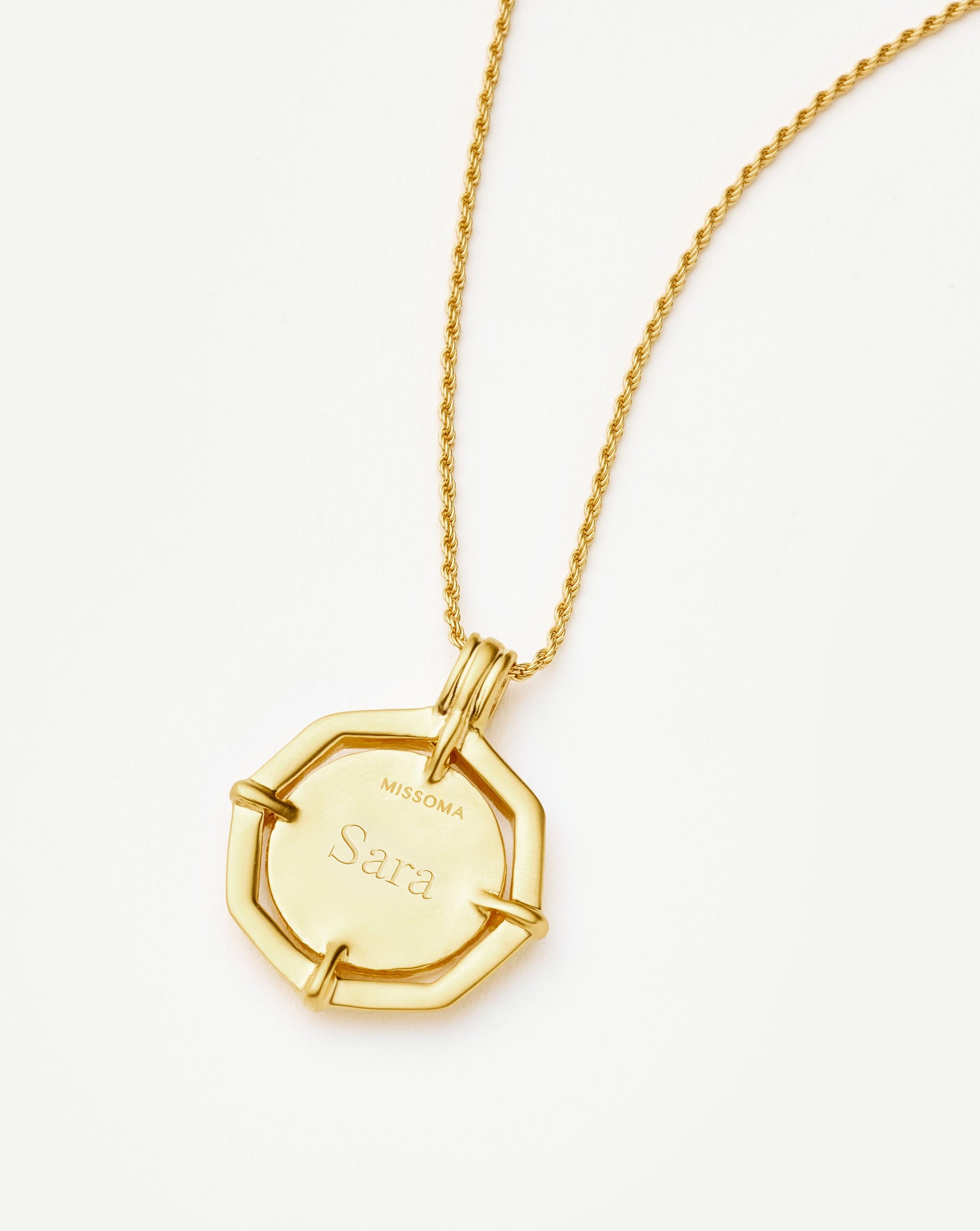 Lucy Williams Engravable Okagon Medallion Coin Necklace | 18k Gold Plated Necklaces Missoma 