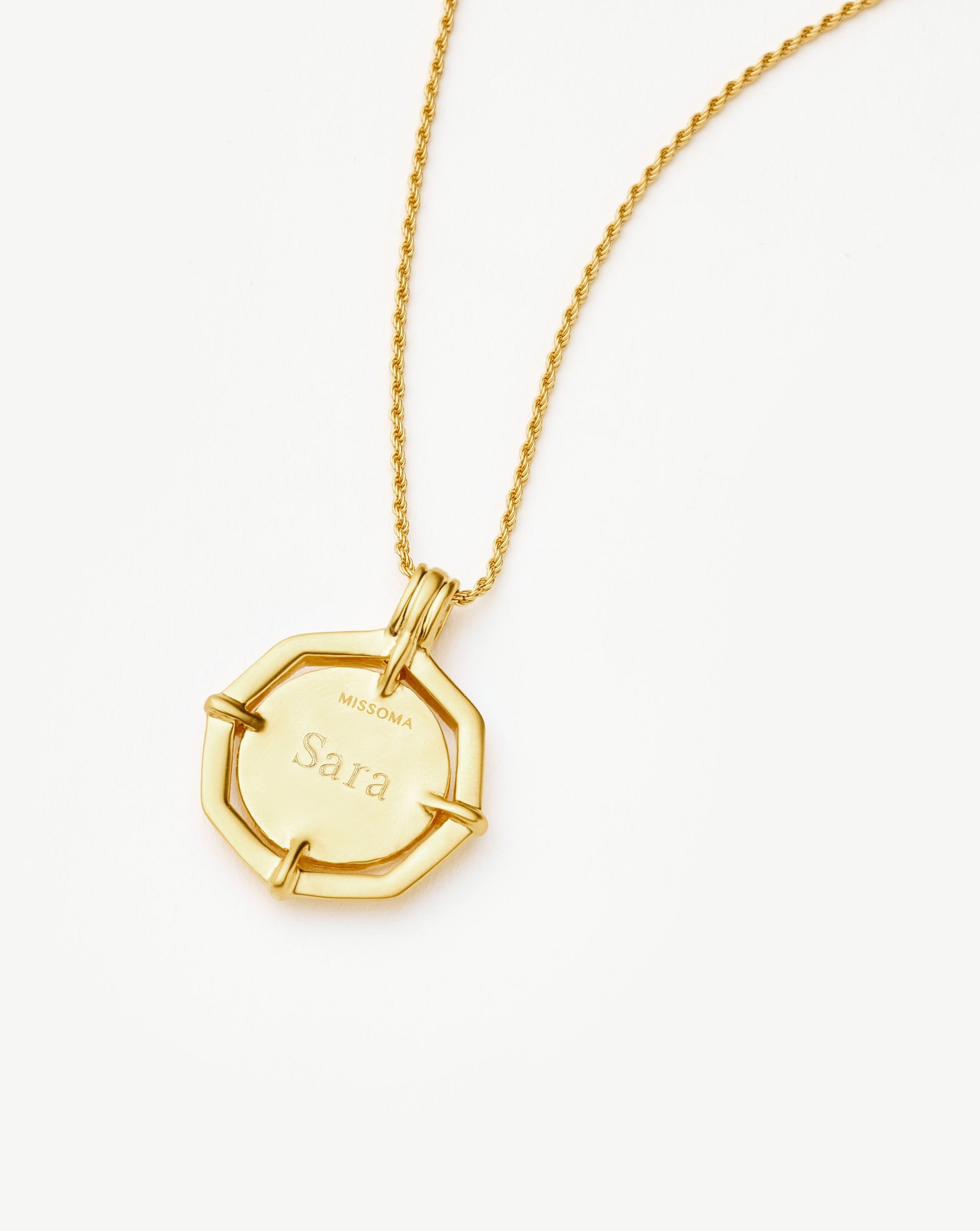 Lucy Williams Engravable Okagon Medallion Coin Necklace | 18k Gold Plated Necklaces Missoma 