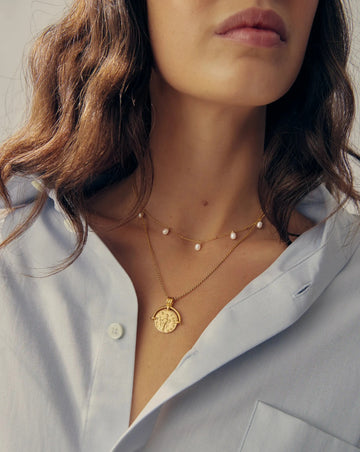 Lucy Williams Engravable Roman Arc Coin Necklace | 18k Gold Plated Necklaces Missoma 