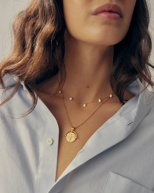 Lucy Williams Engravable Roman Arc Coin Necklace | 18k Gold Plated Necklaces Missoma 