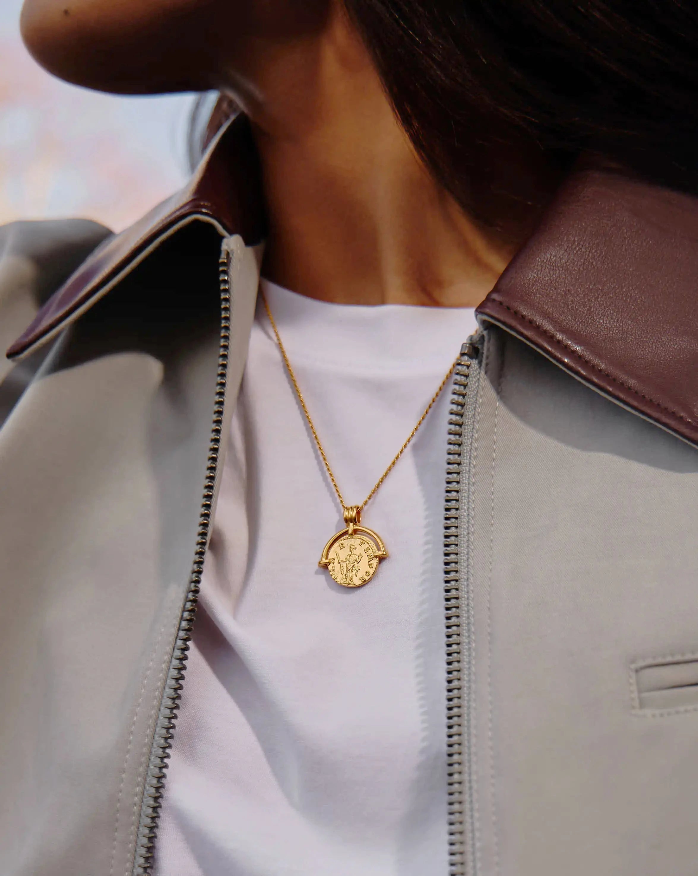 Lucy Williams Engravable Roman Arc Coin Necklace | 18k Gold Plated Necklaces Missoma 