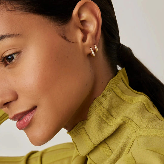 Lucy Williams Fine Diamond Arco Huggies | 14k Yellow Gold Earrings Missoma 