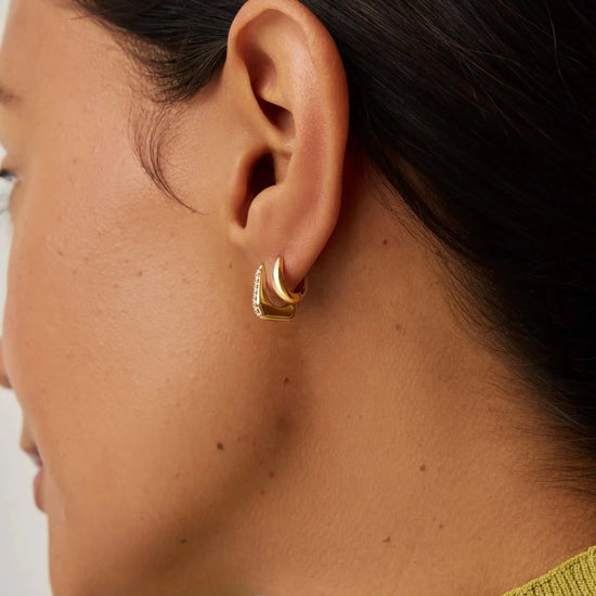 Lucy Williams Fine Diamond Arco Huggies | 14k Yellow Gold Earrings Missoma 