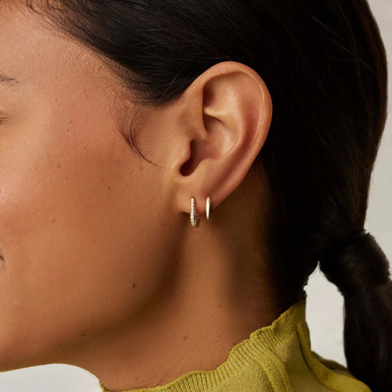Lucy Williams Fine Diamond Arco Huggies | 14k Yellow Gold Earrings Missoma 