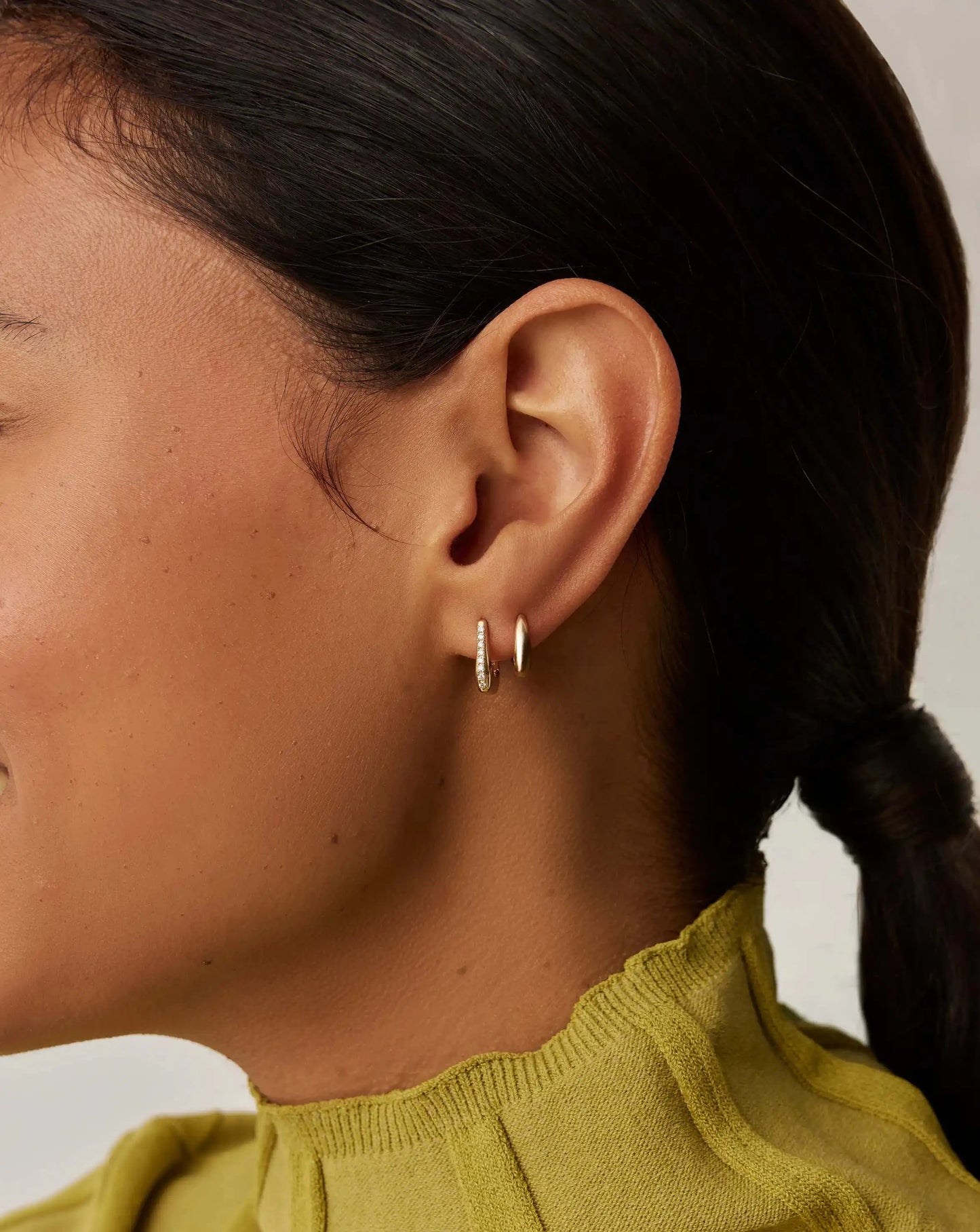 Lucy Williams Fine Diamond Arco Huggies | 14k Yellow Gold Earrings Missoma 