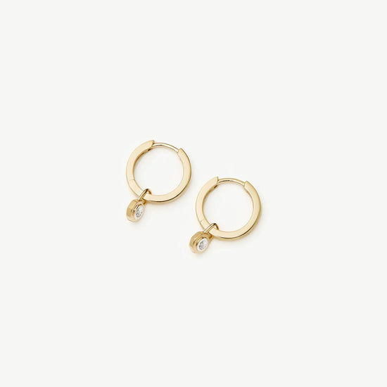 Lucy Williams Fine Diamond Drop Huggies | 14k Yellow Gold Earrings Missoma 
