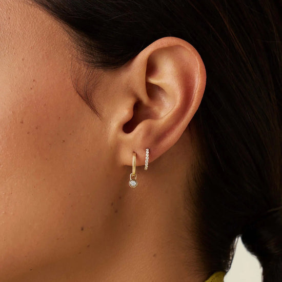 Lucy Williams Fine Diamond Drop Huggies | 14k Yellow Gold Earrings Missoma 