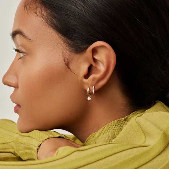 Lucy Williams Fine Diamond Drop Huggies | 14k Yellow Gold Earrings Missoma 