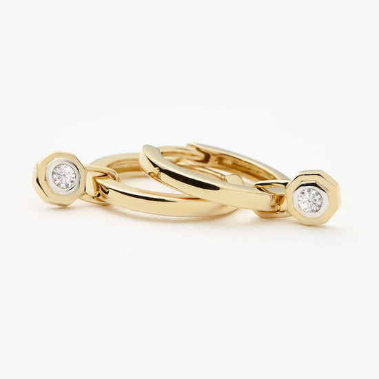 Lucy Williams Fine Diamond Drop Huggies | 14k Yellow Gold Earrings Missoma 