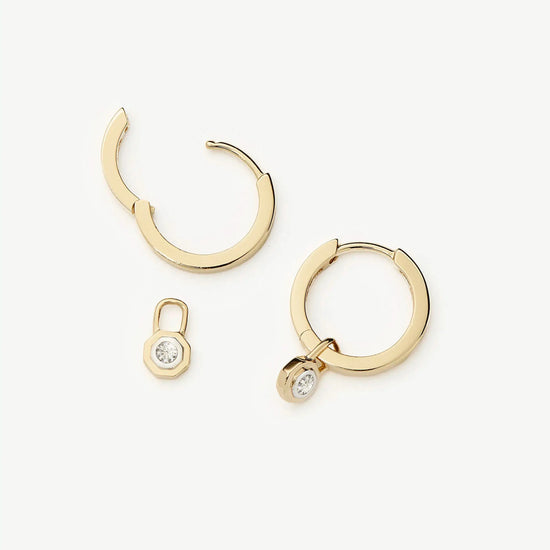 Lucy Williams Fine Diamond Drop Huggies | 14k Yellow Gold Earrings Missoma 